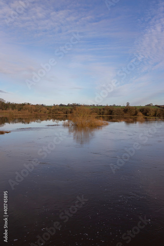 Flood water on the River Severn at Cressage  Shropshire.  Christmas Day 2020 flooding