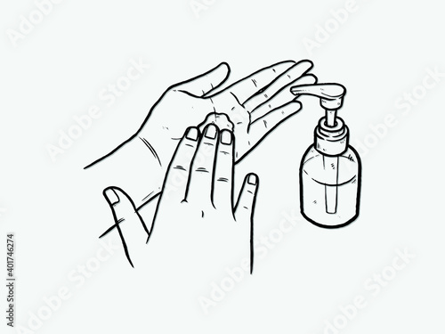 Pump alcohol gel Hand sanitizer Alcohol-based hand rub. Rubbing alcohol. Wall mounted soap dispenser. Wall hanging hand wash container. Protection from germs such as coronavirus (Covid-19) icon design