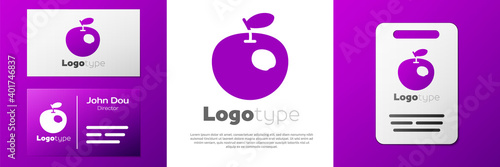 Logotype Genetically modified apple icon isolated on white background. GMO fruit. Logo design template element. Vector.