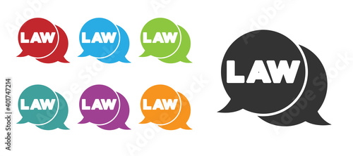 Black Law icon isolated on white background. Set icons colorful. Vector.