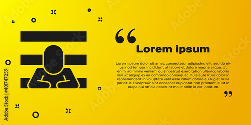 Black Prisoner icon isolated on yellow background. Vector.