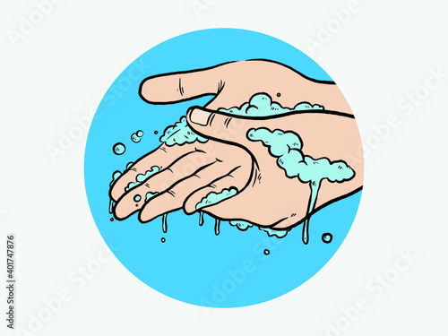 Hand Washing For Prevent Illness And Hygiene, Keep Your Healthy, Sanitary, Infection, Sickness, Healthy, Vector illustration of Handwashing. flat icon design