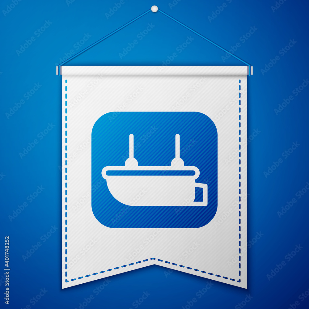 Blue Lifeboat icon isolated on blue background. White pennant template. Vector. Blue Lifeboat icon isolated on blue background. White pennant template. Vector.