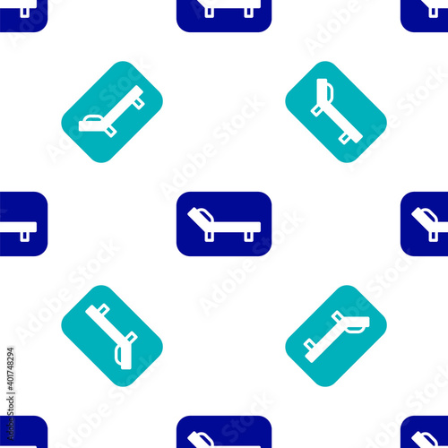 Blue Sunbed icon isolated seamless pattern on white background. Sun lounger. Vector.