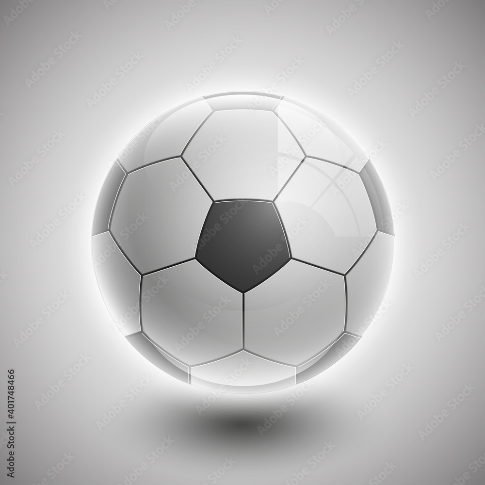 Fototapeta premium Shiny soccer ball waiting to be kicked,. Illustration