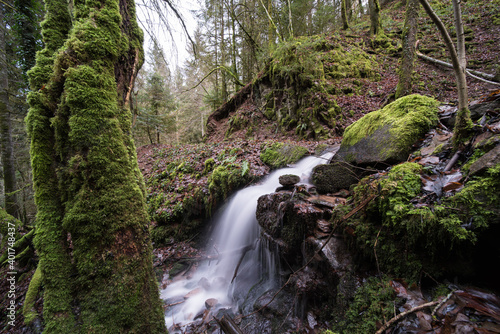 Gorge with a brook in the black forest in Germany, it is the „Heissbachschlucht