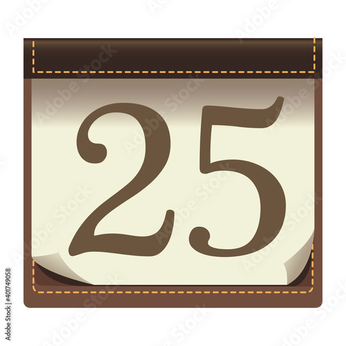 happy merry christmas calendar with 25 number icon