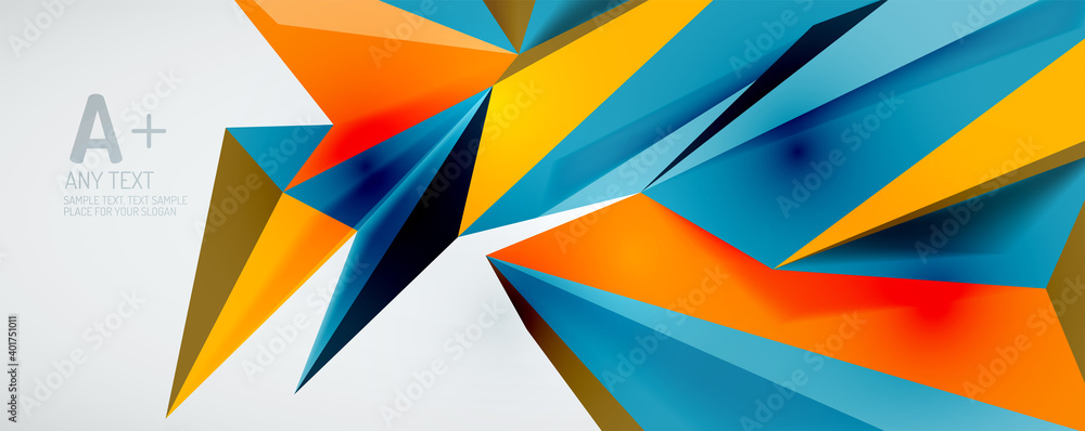 Vector triangle geometric backgrounds. Low poly 3d shape on light backdrop. Vector illustration for covers, banners, flyers and posters and other designs Vector triangle geometric backgrounds. Low poly 3d shape on light backdrop. Vector illustration for covers, banners, flyers and posters and other designs