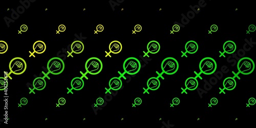 Dark Green, Yellow vector texture with women's rights symbols.