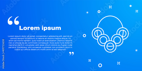White line Russian bagels on a rope icon isolated on blue background. Vector.