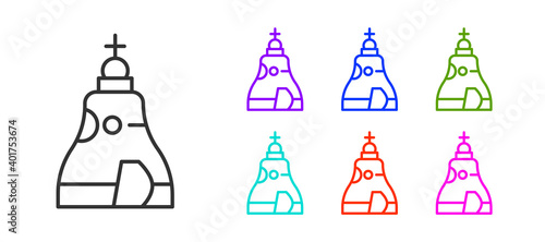 Black line The Tsar bell in Moscow monument icon isolated on white background. Set icons colorful. Vector.