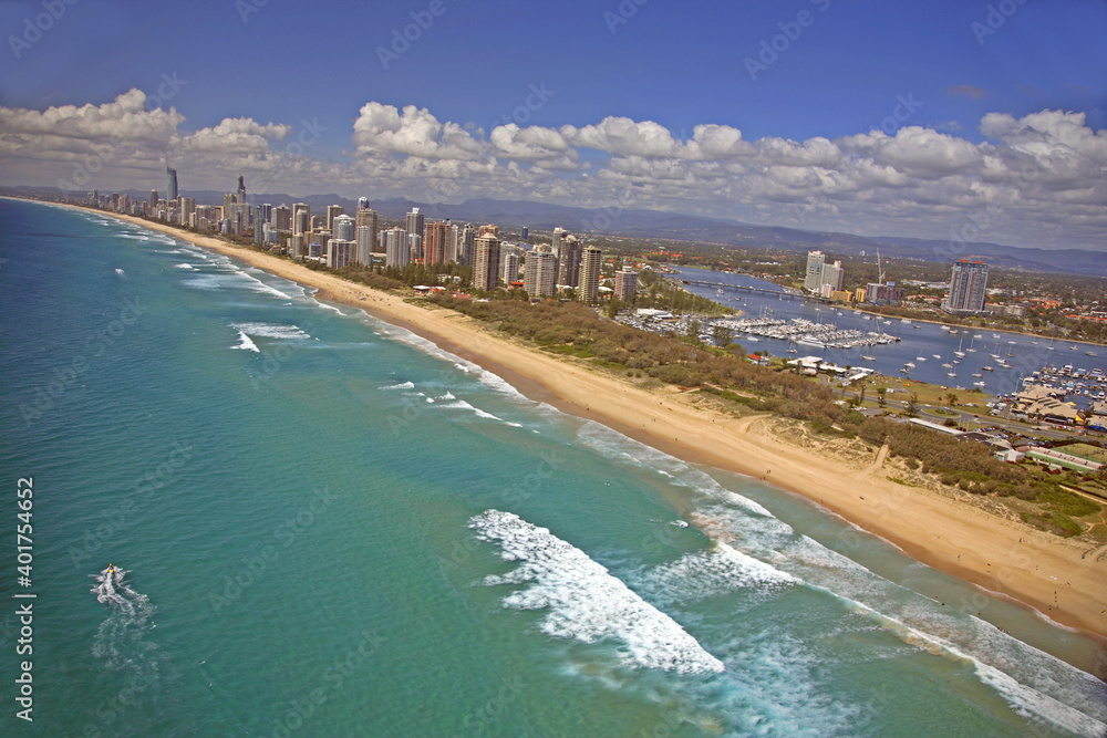 Aerial view of Surfers Paradise, Gold Coast Australia