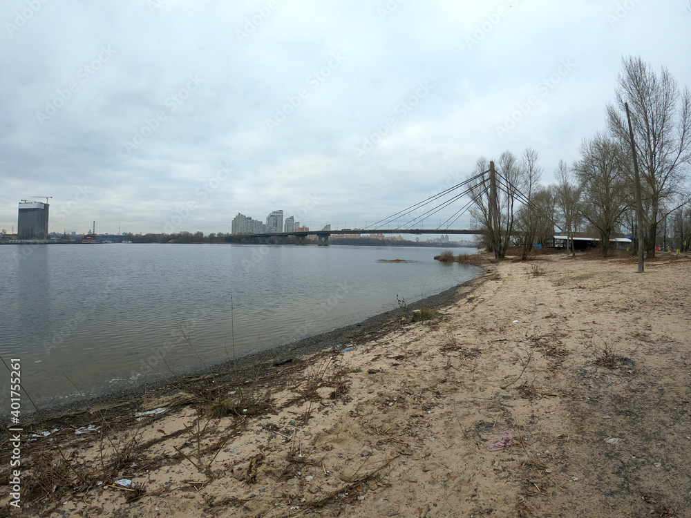 View of the winter Dnepr river in Kiev