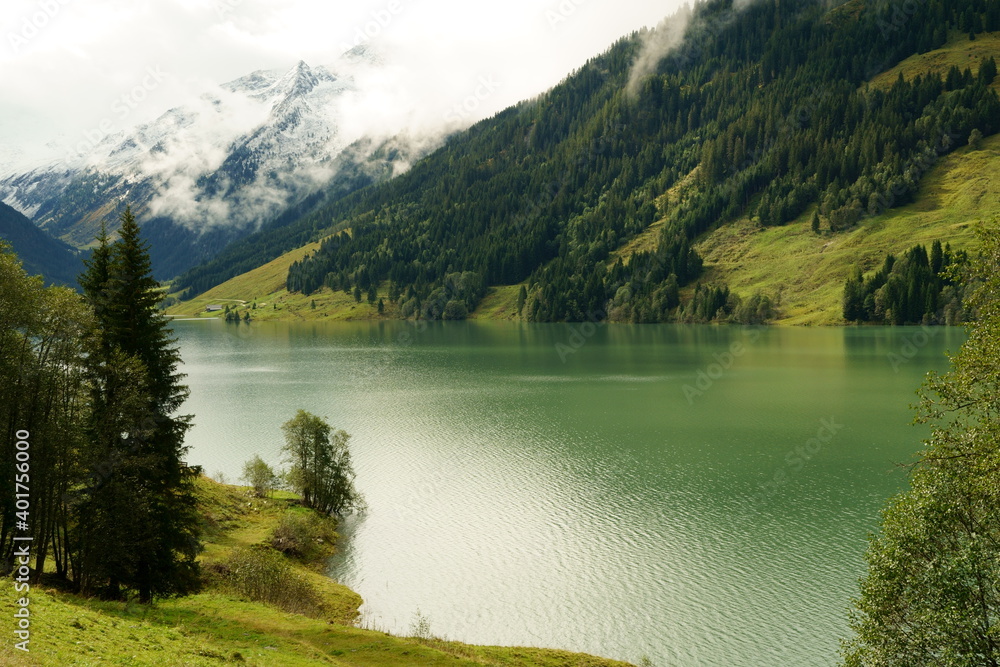 Landscape photography at alpine lake Durlaßboden in Zillertal, Austria, Alps