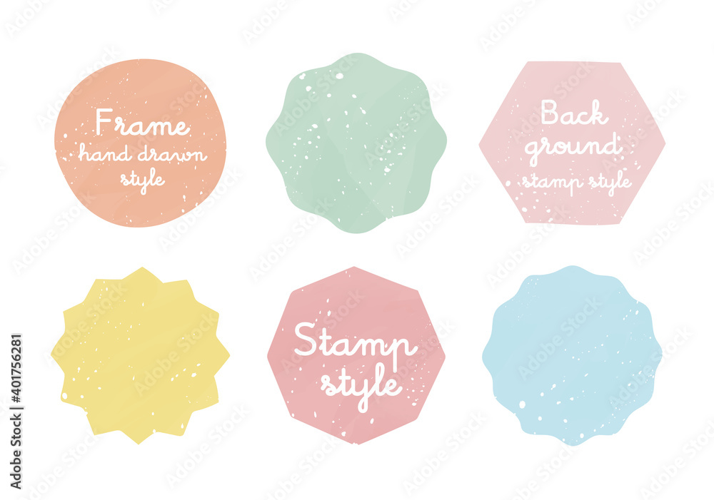 水彩風 スタンプ風の背景 フレームのセット 手描き イラスト 枠 シンプル タイトル Stock ベクター Adobe Stock