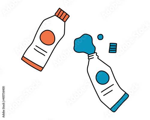 絵の具の手描きイラスト　水彩絵の具　絵具　チューブ　カラー　画材　