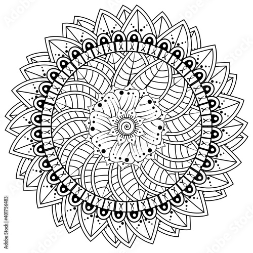 Circular pattern in the form of mandala. henna tatoo mandala. mehndi style. decorative pattern in oriental style. coloring book page.