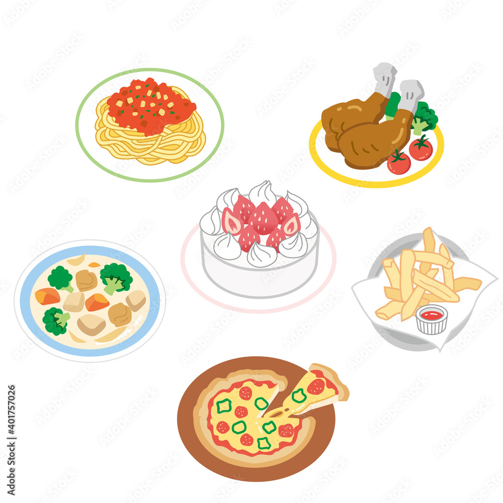 パーティー料理のイラストセット パーティー料理のイラストセット