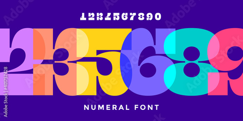 Numeral font. Font of number, numeral, modern fat style with contemporary geometric design. Trendy typographic for magazine cover, poster, banner. Vector Illustration