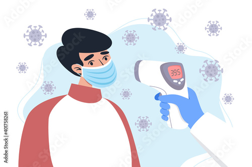 Checking body temperature with an infrared thermometer