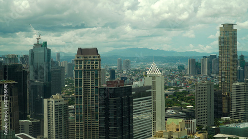 The city of Manila  the capital of the Philippines. Modern metropolis. Modern buildings in the city center.