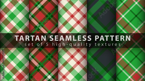 Set classic tartan seamless pattern. 