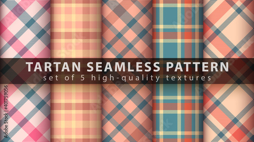 Set classic tartan seamless pattern.