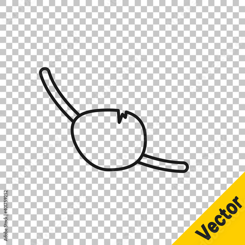 Black line Pirate eye patch icon isolated on transparent background. Pirate accessory. Vector.