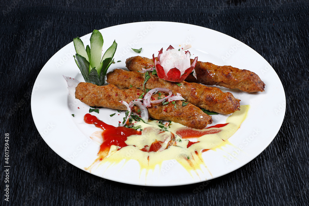 Kebab mix meat beef chicken skewer steak Kebab mix meat beef chicken skewer steak
