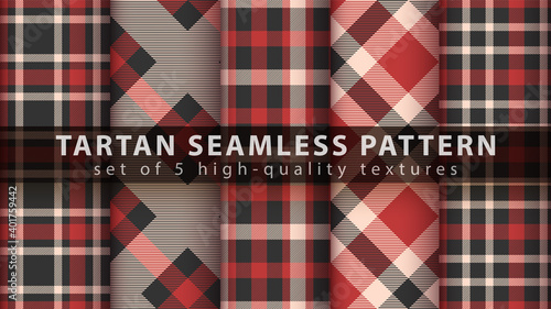 Set classic tartan seamless pattern