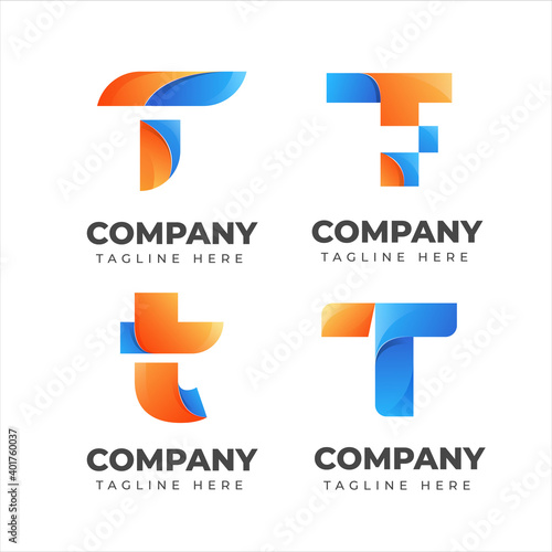 Set of letter t logo collection with colorful concept for company
