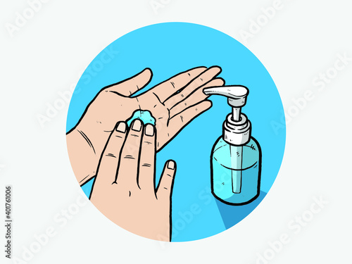 Pump alcohol gel Hand sanitizer Alcohol-based hand rub. Rubbing alcohol. Wall mounted soap dispenser. Wall hanging hand wash container. Protection from germs such as coronavirus (Covid-19) icon design