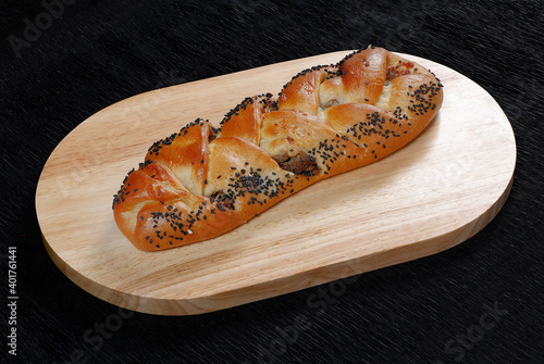 Bread pastry puff starter appetizer butter zater thyme black seed  photo