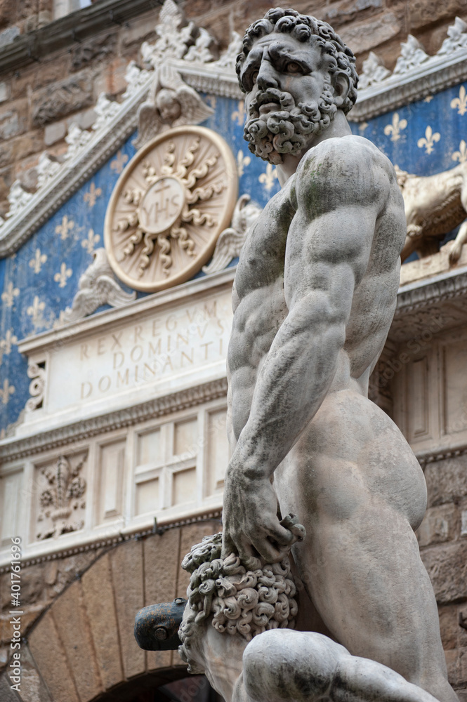 Hercules and Cacus statue (detail).