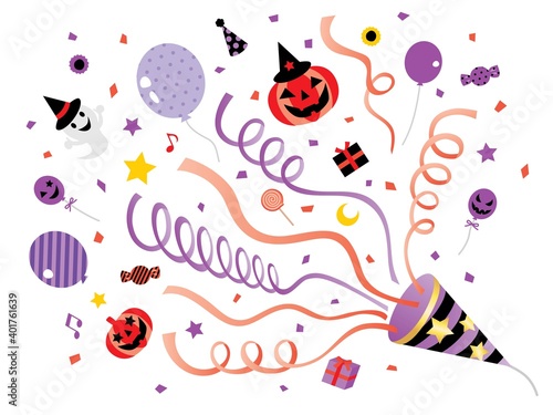ハロウィンのクラッカーとジャック・オ・ランタン