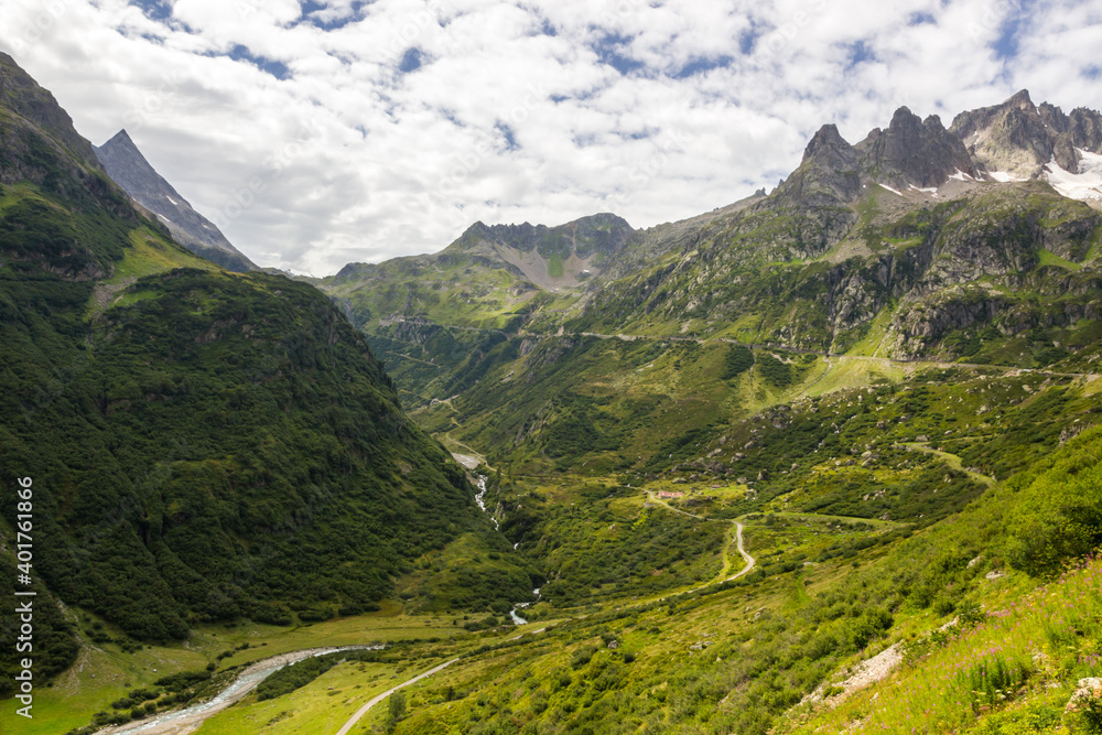 High mountain road through the Susten Pass in the Swiss Alps High mountain road through the Susten Pass in the Swiss Alps