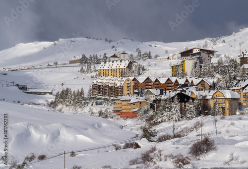 views of the population of candanchu in winter and with snow photo
