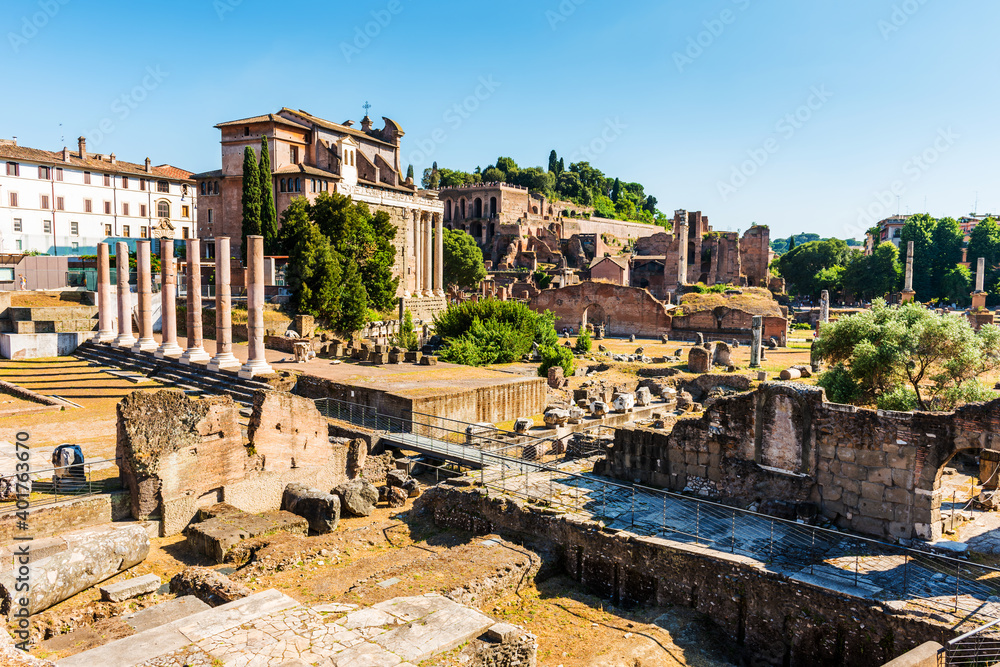 The ancient Roman Forum in Rome, Italy.