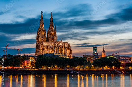 Cologne Cathedral at the blue hour, Germany.