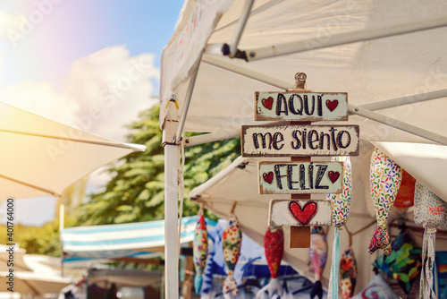 Vintage wooden boards with inscriptions in spanish 