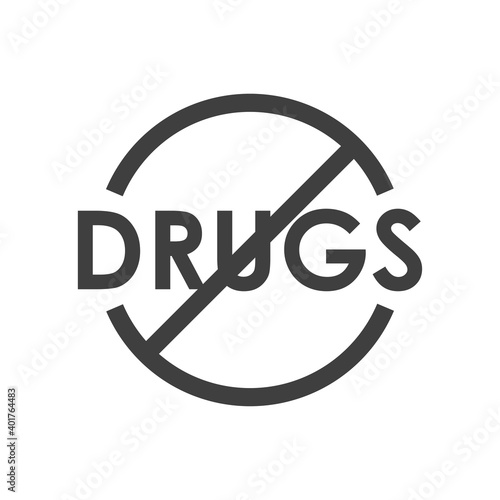 Señal con palabra drogas no con lineas en color gris
