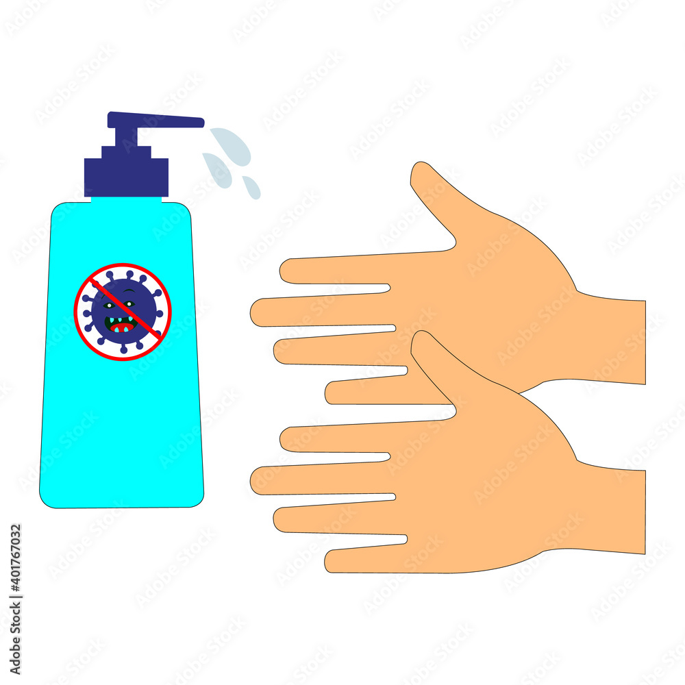 Disenfection, a hand sanitizer poster vector illustration Disenfection, a hand sanitizer poster vector illustration