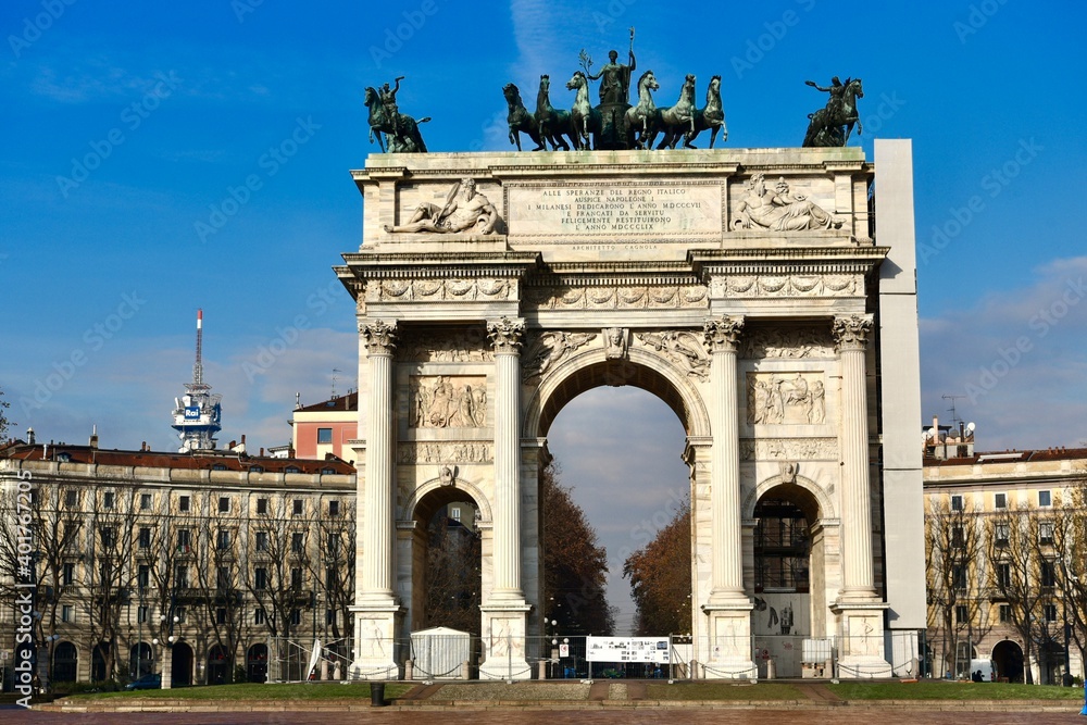 Milan, Italy, Triumph arch, Downtown, Gates