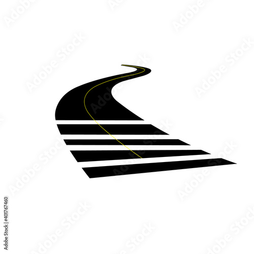 Vector Illustration of Winding Black Road on White