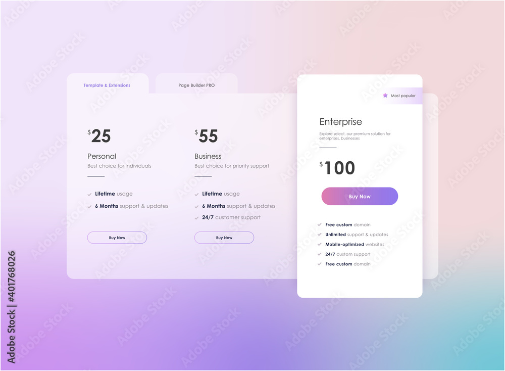 Vector Price table template for website Vector Price table template for website