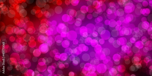 Dark Pink vector background with bubbles.