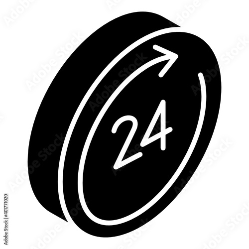 
Customer service glyph isometric vector, 24 hour services 

