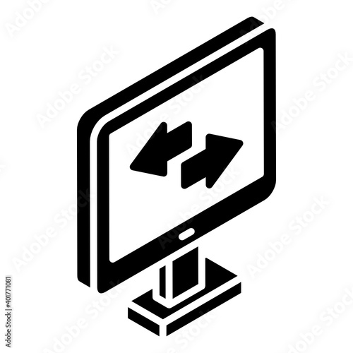 
Glyph isometric icon of data transferring showing data sharing 
