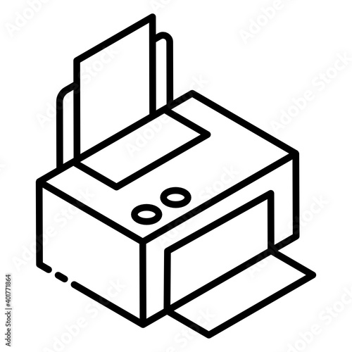 
Printer glyph isometric icon, photocopier device 
