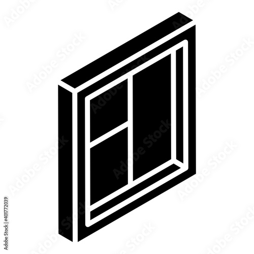 
A glyph isometric icon of a glass window
